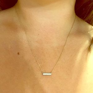 Diamond bar gold necklace
